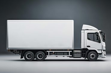 Mockup truck with a white body. side view.